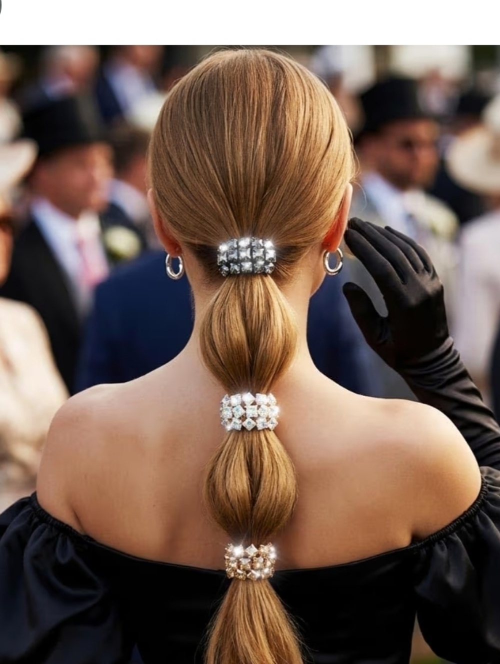 3 Pcs Crystal Rhinestone Hair Cuffs - Silver Bling Ponytail Accessories